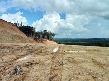 Scenic view of land against sky