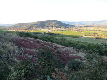 Scenic view of landscape against clear sky