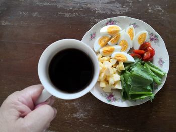 Directly above shot of person holding breakfast
