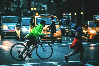 Bicycle parked on road