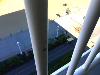 High angle view of street amidst buildings