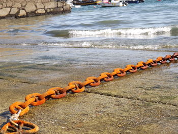 Row of chain on beach