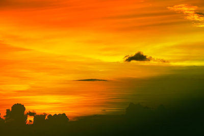 Scenic view of dramatic sky during sunset