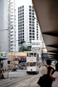 View of city street and buildings