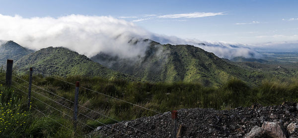 Scenic view of mountains against sky