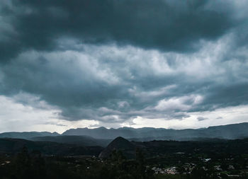 Scenic view of storm clouds over landscape