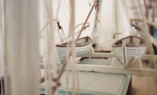 Lifeboats on a model ship