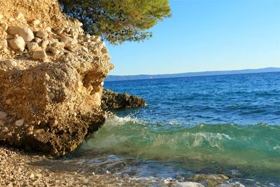 Scenic view of sea against clear sky