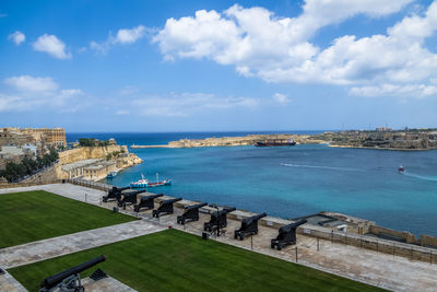 High angle view of sea against sky