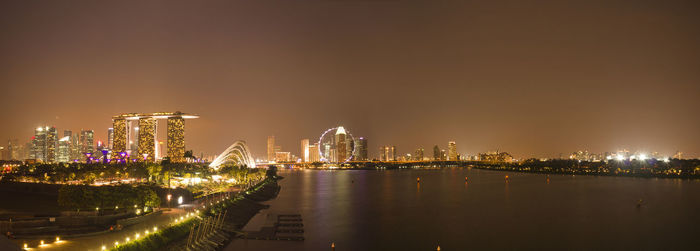 Illuminated city at night