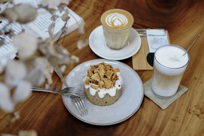 High angle view of food on table