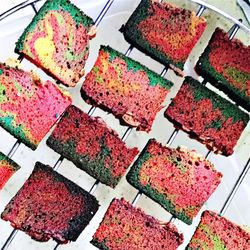 High angle view of cake in container