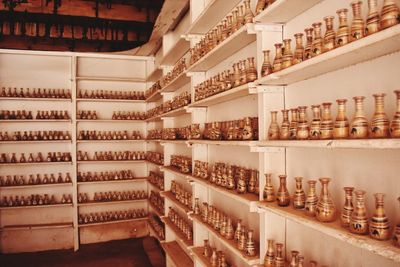 Row of bottles on shelf