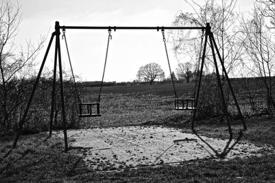 View of swing in playground