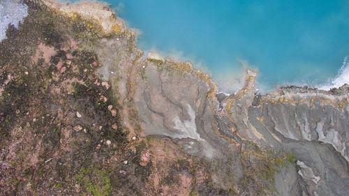 High angle view of rocks in water