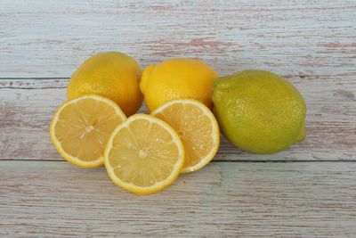 High angle view of fruits on table