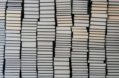 Full frame shot of pile of books