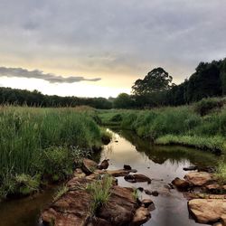 Scenic view of lake against sky