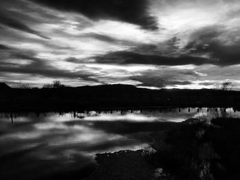 Scenic view of lake against sky