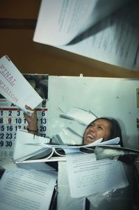 Portrait of a man reading book