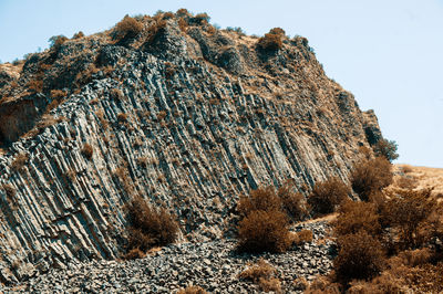 Low angle view of rock formations