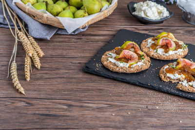 High angle view of food on table