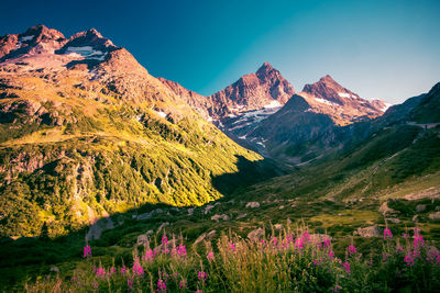 Scenic view of mountains against sky