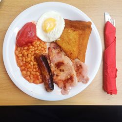 Close-up of served food on table