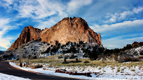 Scenic view of mountain against sky during winter