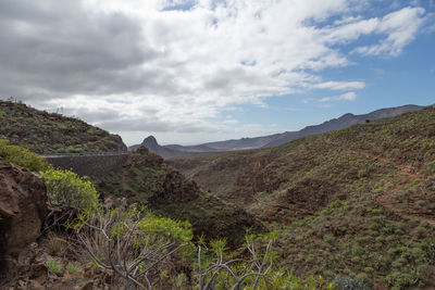 Barranco de las vacas in agüimes, gran canaria, canary islands spain. geology and volcanic concept.