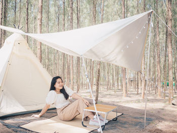 Woman sitting on chair