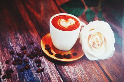 Close-up of cappuccino on table