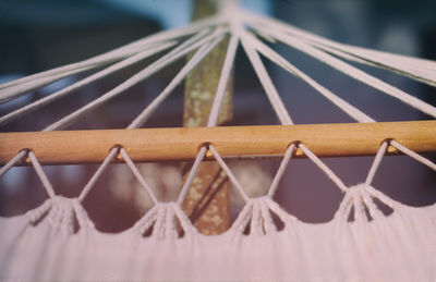 Close-up of clothes hanging on wood