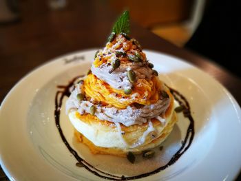Close-up of dessert in plate