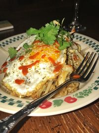 Close-up of meal served in plate