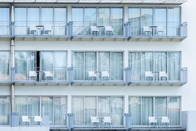 Front facade of modern apartments block in funchal, madeira island, portugal