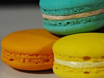 Close-up of macaroons on table