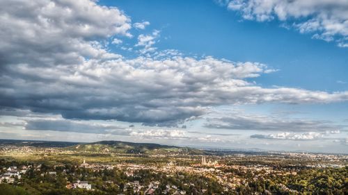 Aerial view of townscape against sky