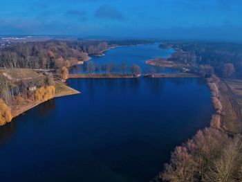 High angle view of lake against sky