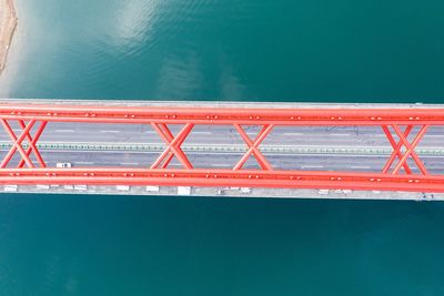 High angle view of information sign by swimming pool