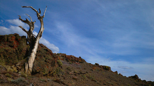 Low angle view of rocks against sky