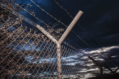 Close-up of chainlink fence against sky