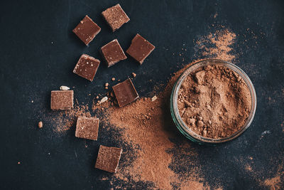 High angle view of chocolates on table