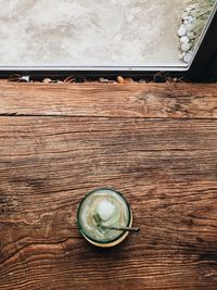 High angle view of coffee on table