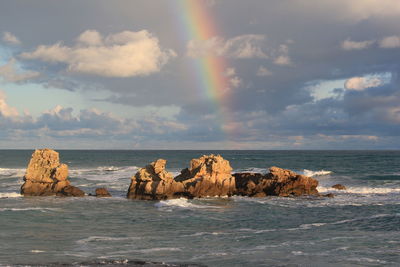 Scenic view of sea against cloudy sky