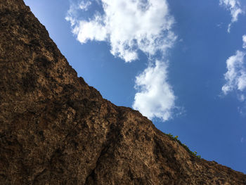 Low angle view of rock formation against sky