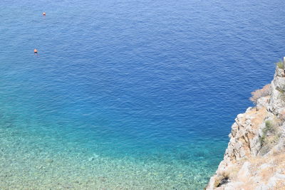 High angle view of rocky beach