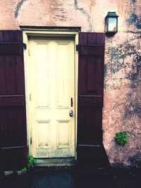 Closed door of building