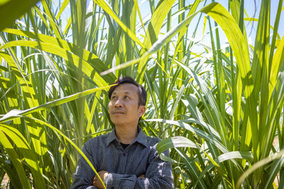 Portrait of man in field