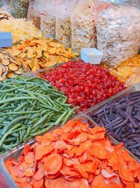 High angle view of fruits for sale in market